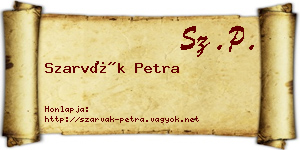 Szarvák Petra névjegykártya